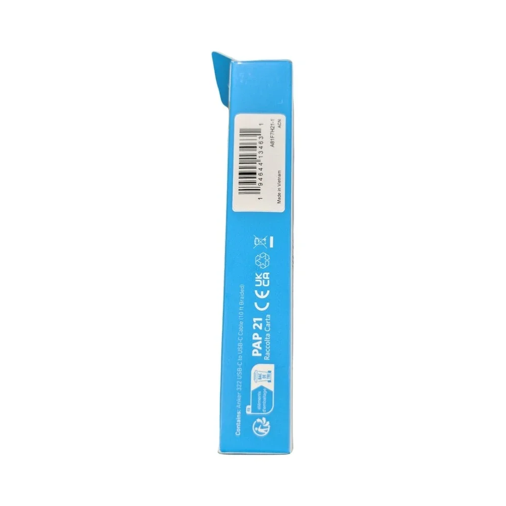 Pp7O‎ Anker 10' 60W Braided USB-C to USB-C Max Fast Charging Cable - White